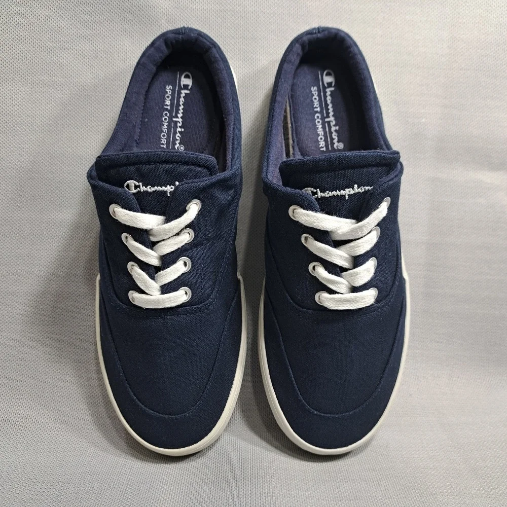 Champion Women's Canvas Slip On Sneakers Navy Blue Size 8 Low Heel Sport Comfort